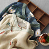 Floral Print Linen Dress with Frog Buttons and Side Slits