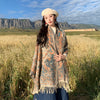 Tibetan Shawl Wrap with Cashew Flower Vine Pattern and Tassels