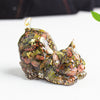 Resin Cat Figurine with Crystal Gravel, Desk Decor