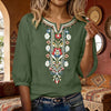 Women's Embroidered Boho T-Shirt, Spring Cotton Blend Top
