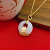 Imitation Jade Peace Buckle Necklace with Enamel Lotus or Butterfly