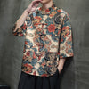 Men's Ice Silk Tang Suit Shirt with Frog Buttons and Pockets