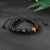 Alphabet Letter Bracelet with Tiger Eye and Black Glass Beads