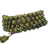 Green Sandalwood Mala Bracelet 108 Beads Wood Jewelry