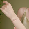 925 Sterling Silver Koi Fish and Peace Buckle Bracelet with Pink Chalcedony
