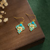 Gold-Tone Enamel Earrings with Faux Turquoise