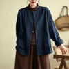 Loose Cotton Linen Jacket with Pockets for Women