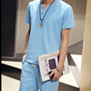 Men's Linen Short Sleeve Shirt Casual Summer Half Sleeve T-Shirt