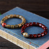Natural Sandalwood Bead Bracelet with Lacquer Accent