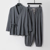 Men's Meditation Cloth Set: Linen Kimono Pants With Pockets