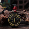 Black Obsidian Pendant Necklace with Buddhist Mantras and Symbols