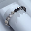 925 Sterling Silver Obsidian Bracelet with Leaf Charm