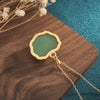 Jade Elephant Necklace Pendant Gold Tone
