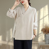 Women's Meditation Cloth Set: V-Neck Top and Wide Leg Pants