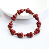 Cinnabar Rose Bracelet with Gold-Tone Accents