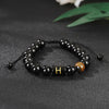 Alphabet Letter Bracelet with Tiger Eye and Black Glass Beads