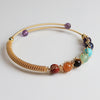Gold-Tone Wire Wrapped Gemstone Bead Bangle Bracelet