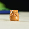 Wooden Pig Charm Keychain, Green Sandalwood and Red Sandalwood Carving