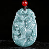 Chinese Zodiac Jade Pendant Necklace Blue Water Horse Luck Rope