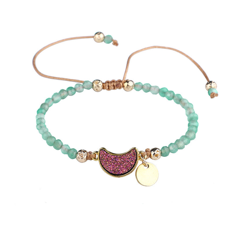Crystal Charm Lucky Bracelet with Faceted Stone Beads