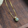 Jade Prosperity Bead Necklace Gold Plated