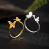 925 Sterling Silver Butterfly Ring, Adjustable Open Band