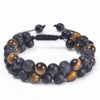 Natural Tiger Eye Black Magnetite Double Row Beads Bracelet