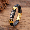 Dzi Bead Leather Bracelet with Stainless Steel Clasp