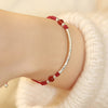 925 Sterling Silver Bamboo Red String Bracelet with Agate