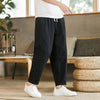 Men's Cotton Linen Pants With Pockets Summer Loose Casual Trousers
