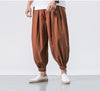 Men's Linen Harem Pants With Drawstring Waist And Pockets