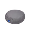 Round grey cotton meditation cushion with pleated sides
