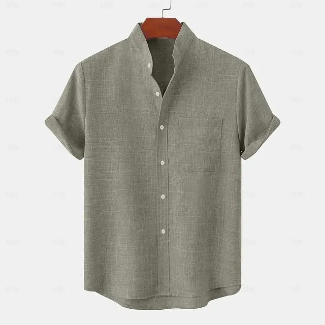Men's Linen Short Sleeve Shirt with Pocket