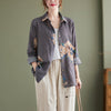 Women's Cotton Linen Shirt with Floral Print