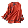 Women's Chinese Style Embroidered Cotton Linen Top