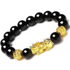 Attract Wealth PiXiu Bracelet with Black Obsidian and Gold-Tone Copper