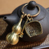 Brass Gourd Keychain with Five Emperor Coins, Feng Shui Decoration