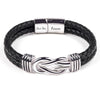 Stainless Steel Infinity Leather Weave Balance Bracelet