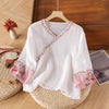 Embroidered Linen Top for Women, Traditional Chinese Style