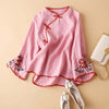 Women's Chinese Style Embroidered Cotton Linen Top
