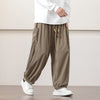 Men's Solid Color Corduroy Drawstring Harem Pants With Pockets