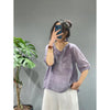 Women's Loose Embroidered Frog Button Shirt