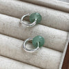 999 Silver and Green Stone Peace Buckle Earrings