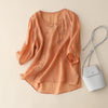 Women's Loose Embroidered Frog Button Shirt