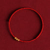 999 Gold Mini Three Beads Design Luck Rope Bracelet Anklet