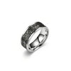 Engraved Titanium Steel Balance Ring with Vintage Patterns