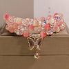 Peach Cat's Eye Triple Wrap Bracelet with Butterfly Charm