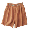 Embroidered Cotton Linen Shorts Women Summer Casual Wide Leg