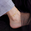 Copper Bamboo Leaf Anklet, Gold Tone Chain for Women