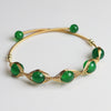 Gold-Tone Wire Wrapped Gemstone Bead Bangle Bracelet